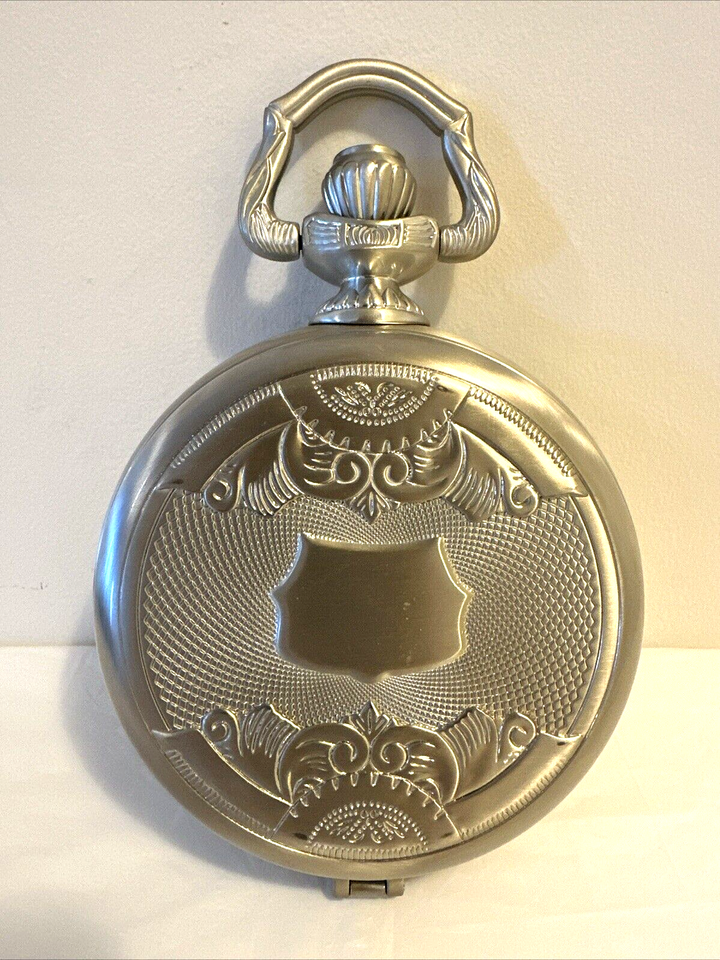 Things Remembered Danbury Pocket Watch Style Clock 9" x 2.5" Silver