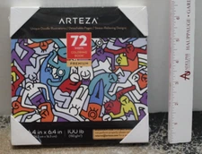 Arteza Coloring Book for Adults, Doodle Designs, 72 Sheets, 100 lb, 6.4x6.4 inch