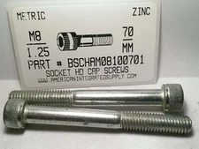 M8-1.25X70MM SOCKET HEAD CAP SCREWS GRADE 12.9 STEEL ZINC PLATED (5)