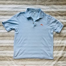 Tommy Bahama Men's Emfielder Short Sleeve Blue Cotton Polo Medium