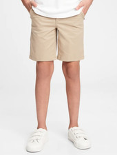 GAP Kids Boys Sz 10 KHAKI BEIGE Uniform Flat Front Shorts Washwell NEW