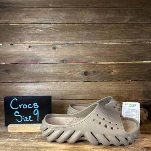 New Womens Crocs Echo Tan Brown Slip On Casual Comfort Slides Sandals Size 9 NWT