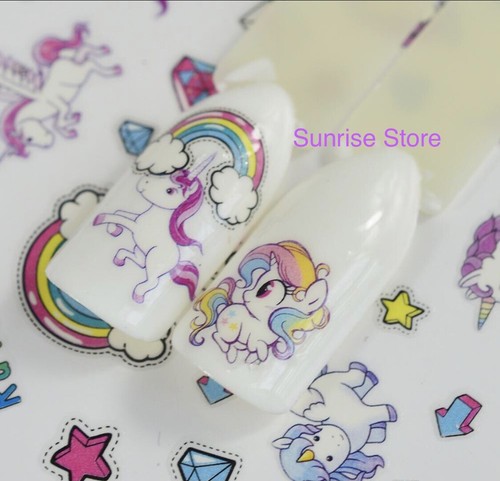 Nail Art Water Transfer Sticker Magical Unicorn Rainbow Cloud Little Pony Deca - Picture 3 of 4