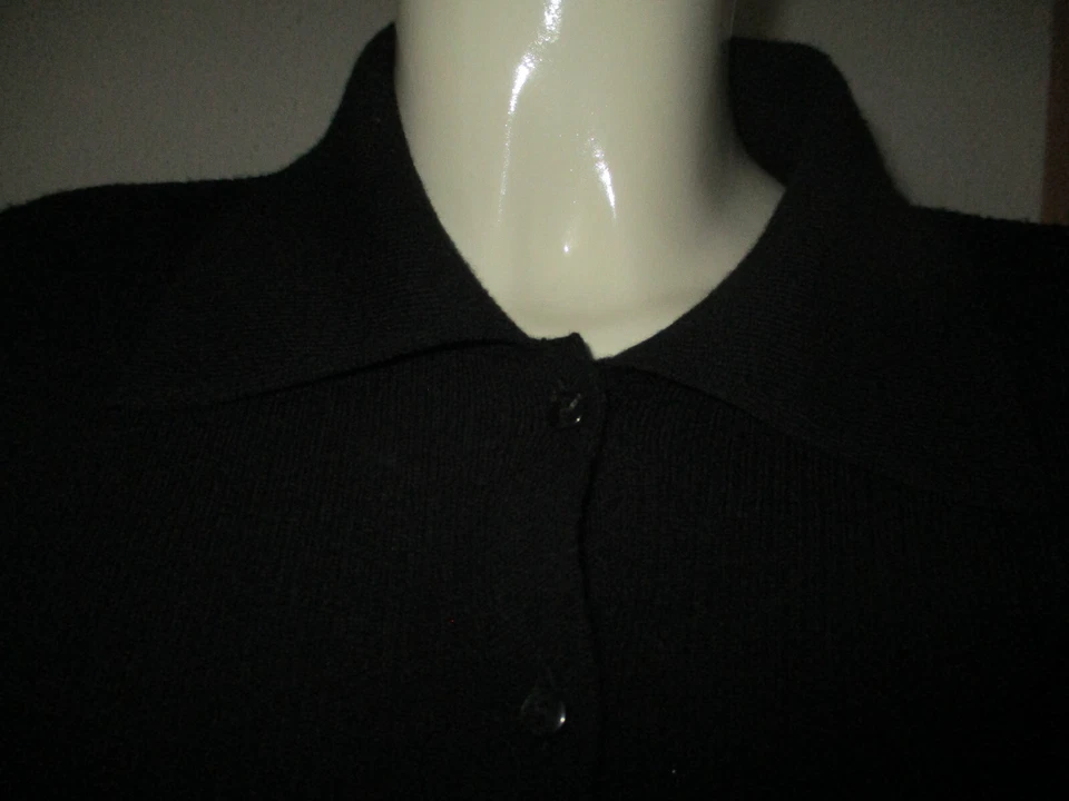 NEU schwarze Strickjacke Gr. L / 40 - 42 MAX STUDIO schwarz Kragen Knöpfe Fein - Bild 2 von 4