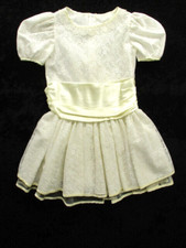 BONNIE JEAN White Fancy Dress Girls Sz 7 S/S Lace Trim Overlay Ivory Accents Bow