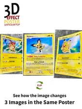 Pokémon-Pikachu-3D Poster 3D Lenticular Flip Effect,3 In One