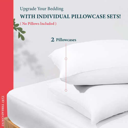 100% Egyptian Cotton Pillow Cases Standard/Queen Size Set of 2 - Luxury 1500 Thr - Picture 3 of 7