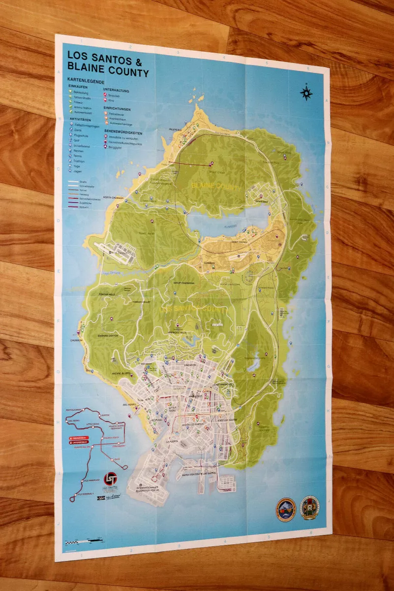 Grand Theft Auto 5 Los Santos County Map 18x28 (45cm/70cm) Poster