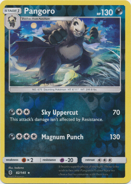 x1 Pangoro - 82/145 - Rare - Reverse Holo Pokemon SM2 Guardians Rising M/NM