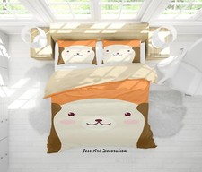 3D Bear Head Dog Ear Cartoon Quilt Cover Set Duvet Cover Bedding Pillowcases