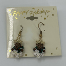 Earrings Womens Christmas Dangle Reindeers Happy Holidays Snowflakes 1.5" Drop