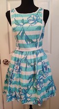 Lilly Pulitzer Shorely Blue Tossing The Line Sandrine Sleeveless Dress, Sz. 0