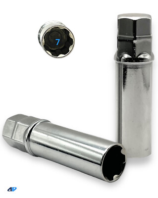 Large Chrome Socket Key Tool for 7 Spline Lug Nuts | 21mm 13/16'' 22mm 7/8'' Hex