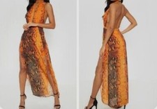 Pretty Little Thing - Snake Print Maxi Dress - UK Size 10