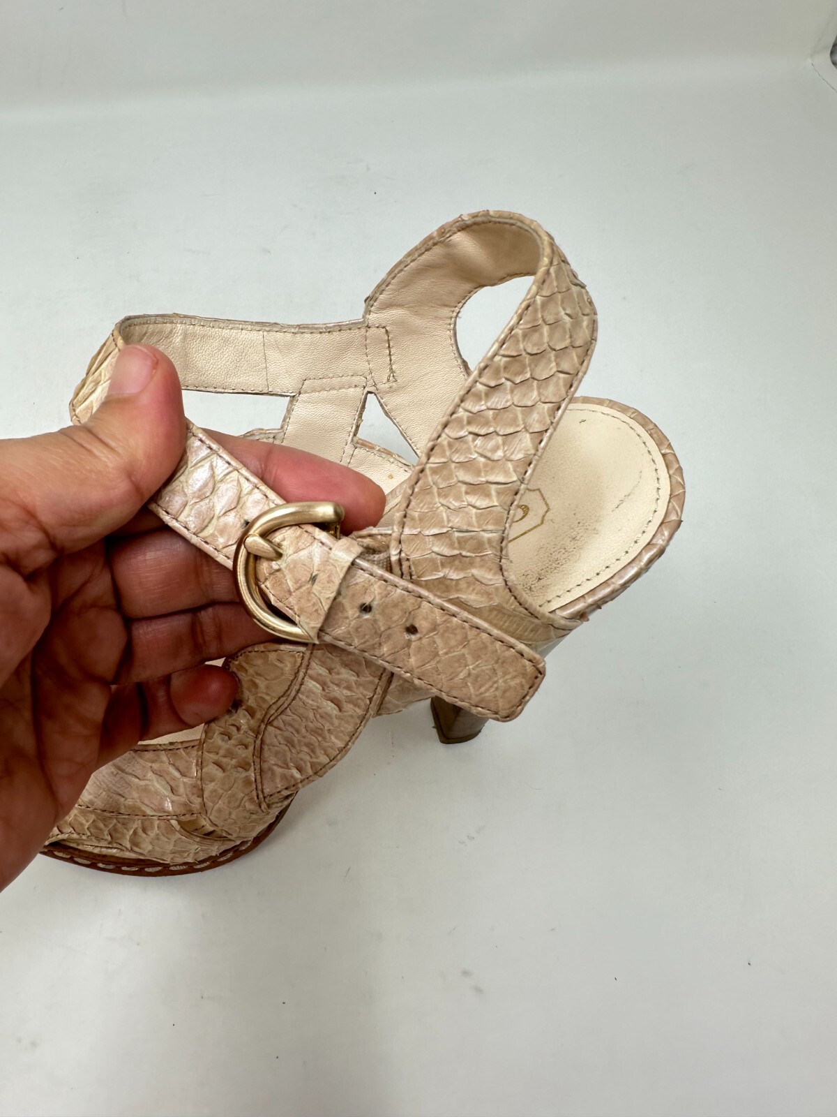 COACH TAMARA Printed Python Natural Strappy Sanda… - image 16