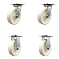 8 Inch Nylon Caster Set with Ball Bearing 2 Swivel Lock and 2 Rigid SCC