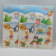 2 Vintage 1990 Winter Animal Sticker Sheets Woodland Creature Snow Ice Christmas