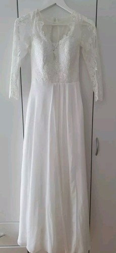 Brautkleid Hochzeitskleid Petite 32 34 XXS XS Elfenbein Creme Weiß Spitze - Bild 13 von 18