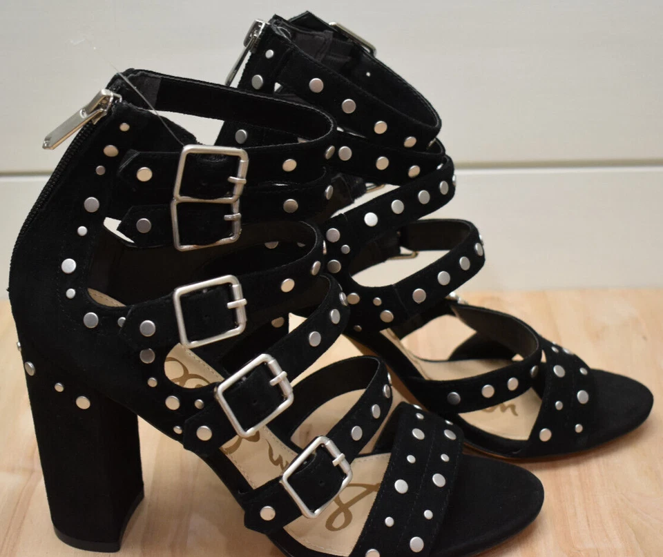 Sam Edelman York Suede Strappy Studded Sandals Black Size 7. 5 New! - Image 4 of 4
