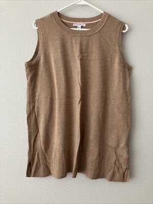 Isaac Mizrahi Live! Novelty Stitch Sweater Tank - Almond (sz L) A469919 -