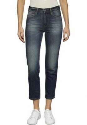 Tommy Jeans High Rise Slim Cropped Izzy Phantom Dark Blue Damen Hose Denim L32