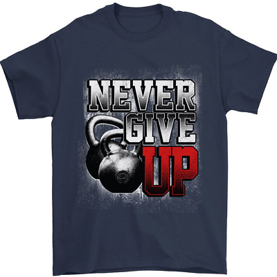 Never Give Up Fitnessstudio Training Top Bodybuilding Herren T-Shirt 100 % Baumwolle