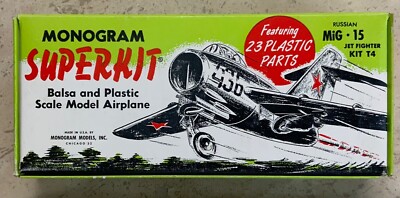 1954 Monogram Superkit Russian MiG 15 Jet Fighter Model Airplane Aircraft Kit T4