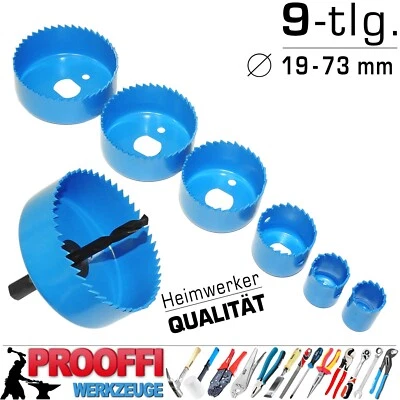 9-tlg Lochsäge Lochschneider Kreisschneider Ø 19 - 73mm Holz PVC Ri-Gips XT11809