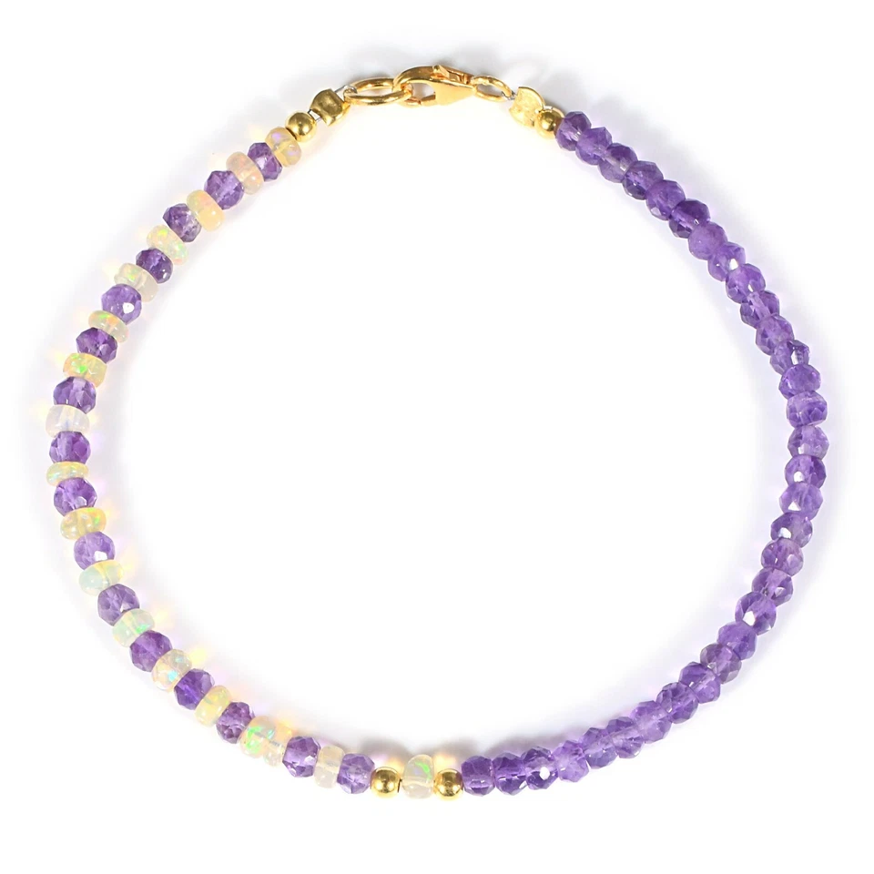 Fatto a Mano Naturale Gemma Etiope Opale di Fuoco & Amethyst Perline Guarire - Immagine 4 di 4