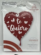 Anagram Heart te Quiero Satin Luxe Decorative Foil Balloon 18”