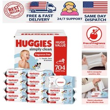 704 Unscented Baby Wipes - Huggies Simply Clean, 11 Packs for Families