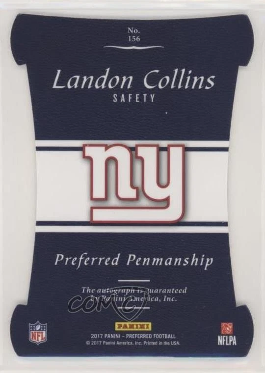 2017 Panini Preferred Preferred Penmanship Green /5 Landon Collins #156 Auto - Image 2 of 2