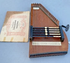 1882/1894 CF Zimmerman Co. AUTOHARP 23 String Zither, Instruction Book & Wrench