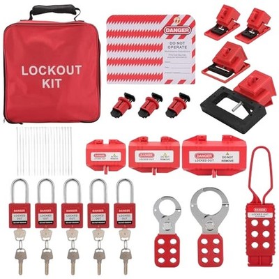 Industrial Electrical Safety Lock Kit with Multiple Locks and Locking Devices