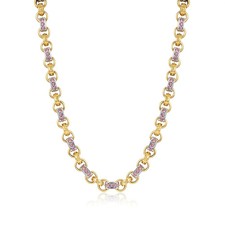 Women 9ct Gold Two-Tone Gypsy Chain (10mm Thick & 24 Inch Long) Necklace GF