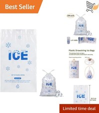 100 Pack Plastic Ice Bags 5 lb Heavy-Duty 9x17 Inch Drawstring Storage