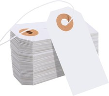 200 Pack White Blank Tags with Elastic String Marking Hang Tags Attached