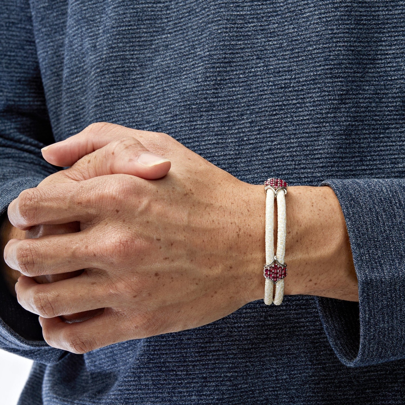 Pure Silver Ruby White Stingray Bracelet - image 2