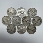 10 Coins Walking Liberty Half Dollars and a Franklin $5 Face 90% Silver Coins