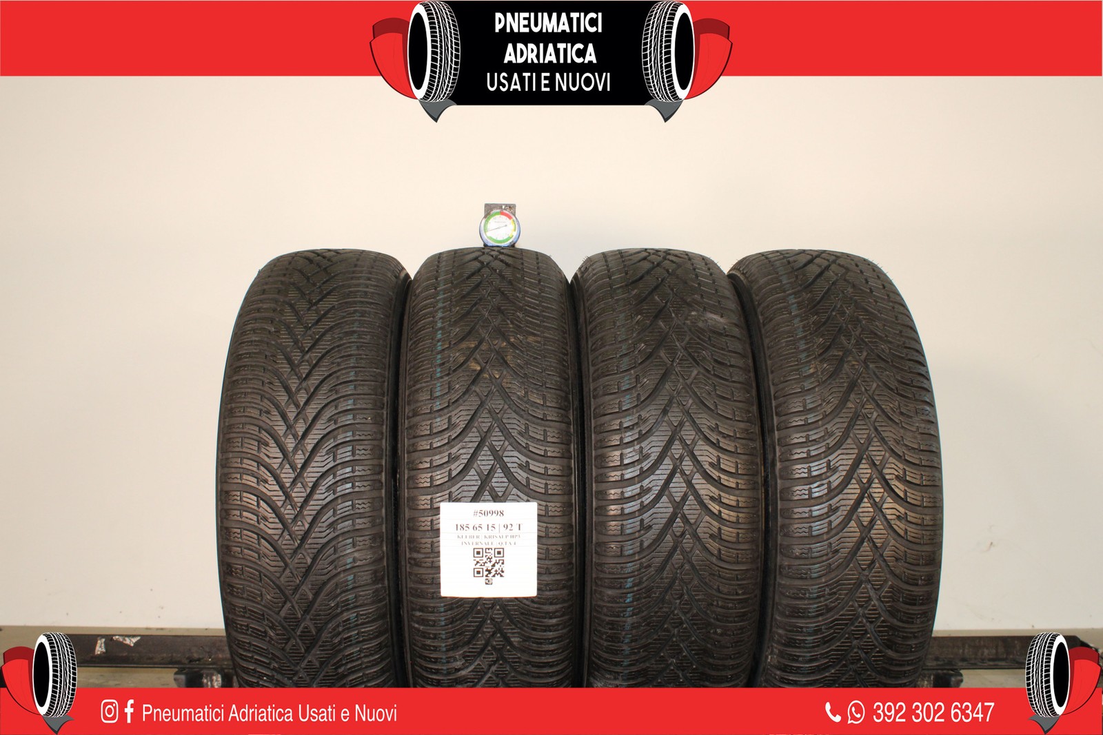 4 PNEUMATICI KLEBER 185/65 R15 INVERNALI GOMME USATE 96% - ADRIATICA