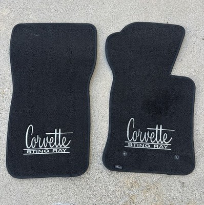 1963 - 1967 LLOYD MATS CORVETTE STING RAY LOGO FLOOR MATS - SET OF 2 - BLACK NEW