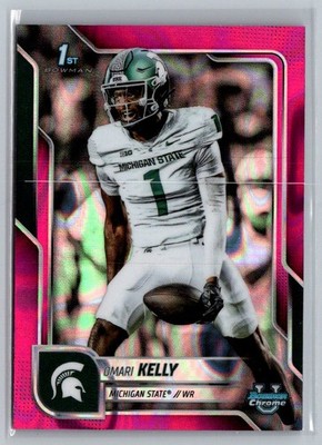 2025 Bowman University Chrome #38 Omari Kelly Pink Lava Refractor