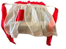 Ruffle Half Apron Red White Swiss Dot Shear Waist Apron W Pocket Retro Vintage