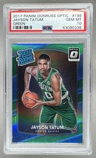 43090336 Jayson Tatum 2017 Panini Donruss Optic #198 Green Rookie RC /5 PSA 10