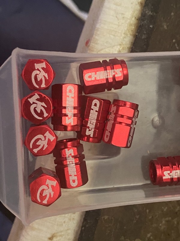 Kansas City Chiefs Wheel Tire Valve Stem cap Covers 4 Pc set