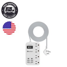 6 USB Surge Protector Power Strip with 4 Outlets for Safe Travel  Office Use