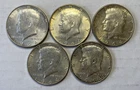 5  1964 Kennedy 90% Silver Half Dollars Philadelphia Denver Mints EF to AU #3