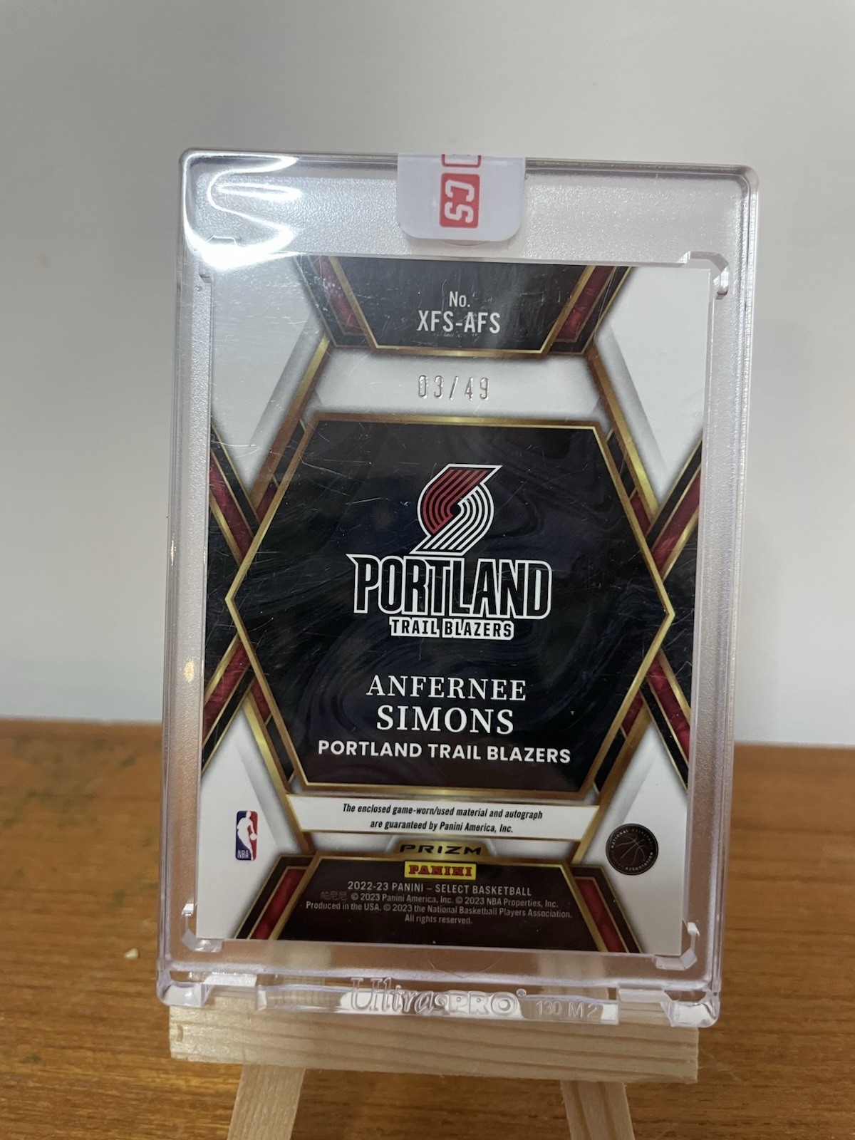 2022-23 Panini Select - X-Factor Anfernee Simons  Patch Auto /49 Blueprizm view 3