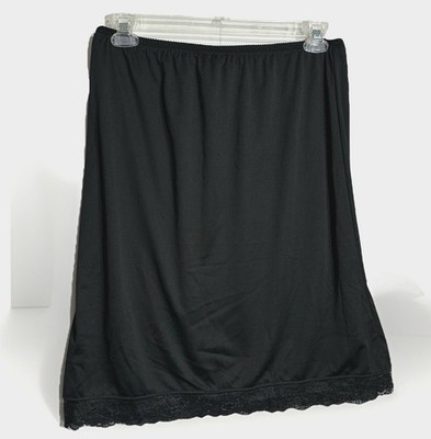 NWT Gold Coast Women's Size Large Half Slip 24'' Length in Black with Lace
