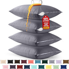 Premium 100 Waterproof Pillow Protectors with Zipper Standard Size Set of 4 ,